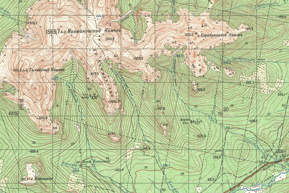 Карта горы Конжаковский Камень